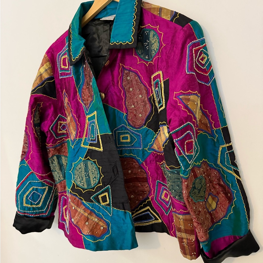 Vintage Vibrant Patchwork Embroidered Embellished… - image 5